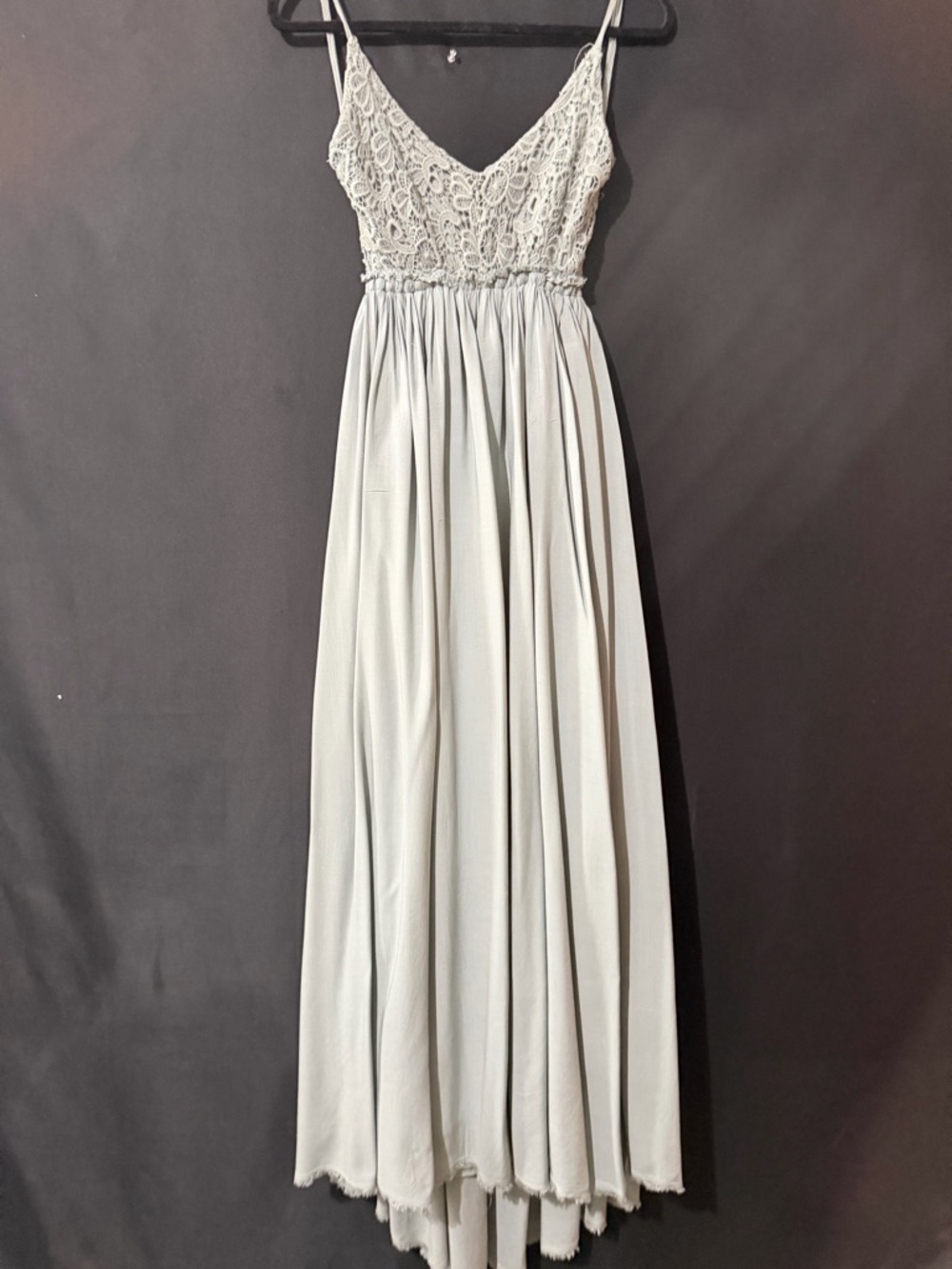 Fashion Nova Lace Bodice Maxi Dress in Light Sage Green